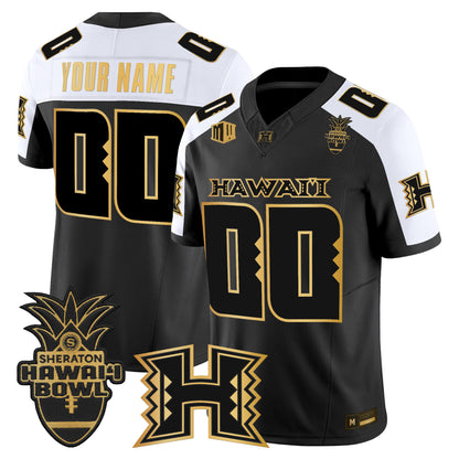 Hawai'i Rainbow Warriors 2025 Hawai'i Bowl Gold Vapor Limited Custom Jersey - All Stitched