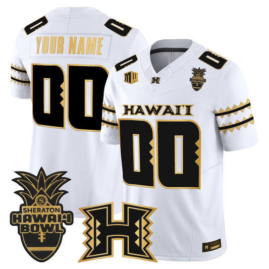 Hawai'i Rainbow Warriors 2025 Hawai'i Bowl Gold Vapor Limited Custom Jersey - All Stitched