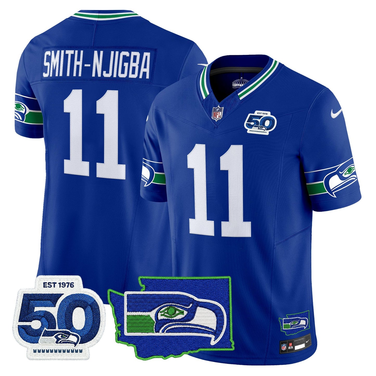 Men's Seattle Seahawks 50th Anniversary Patch Vapor Limited Jersey - All Stitched