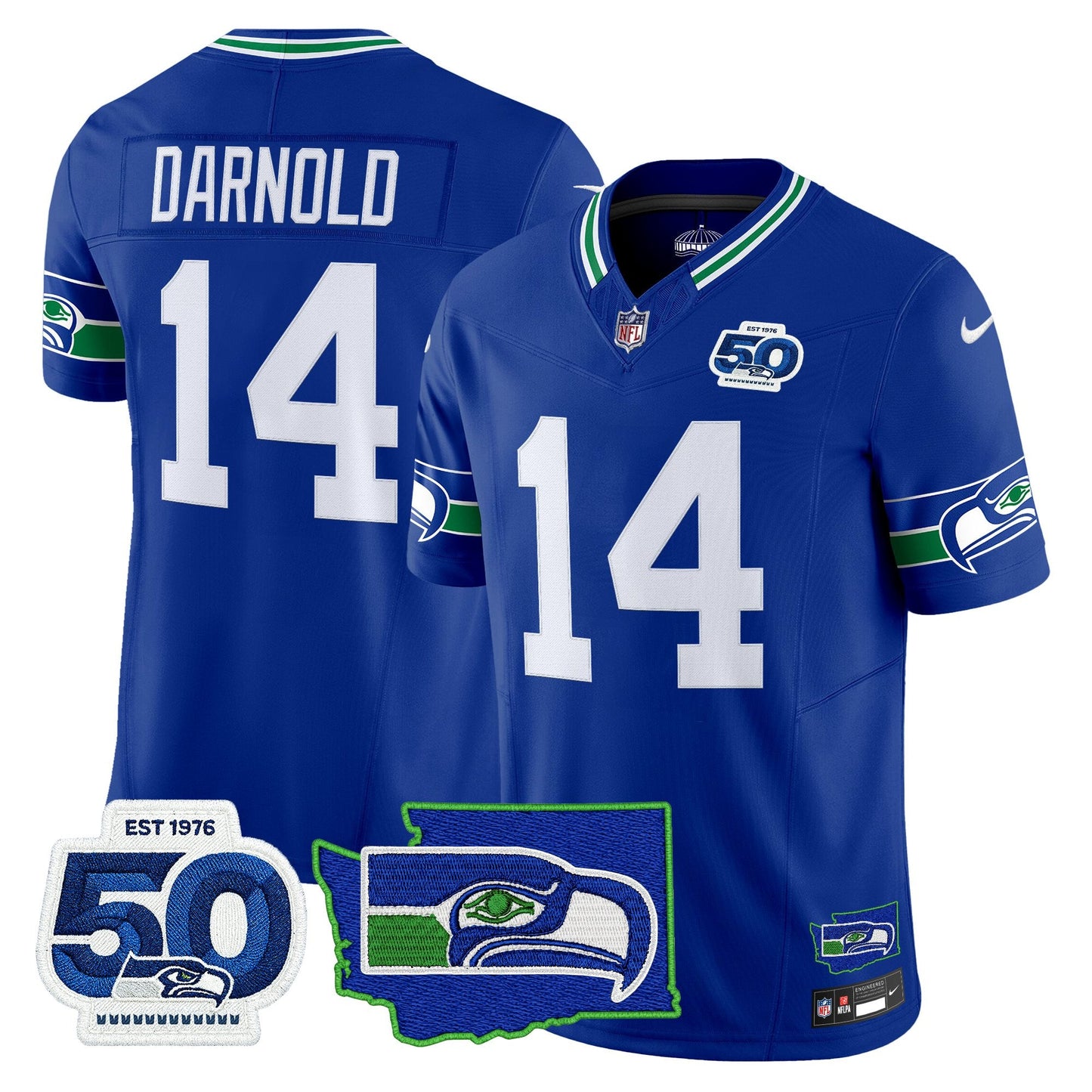 Men's Seattle Seahawks 50th Anniversary Patch Vapor Limited Jersey - All Stitched