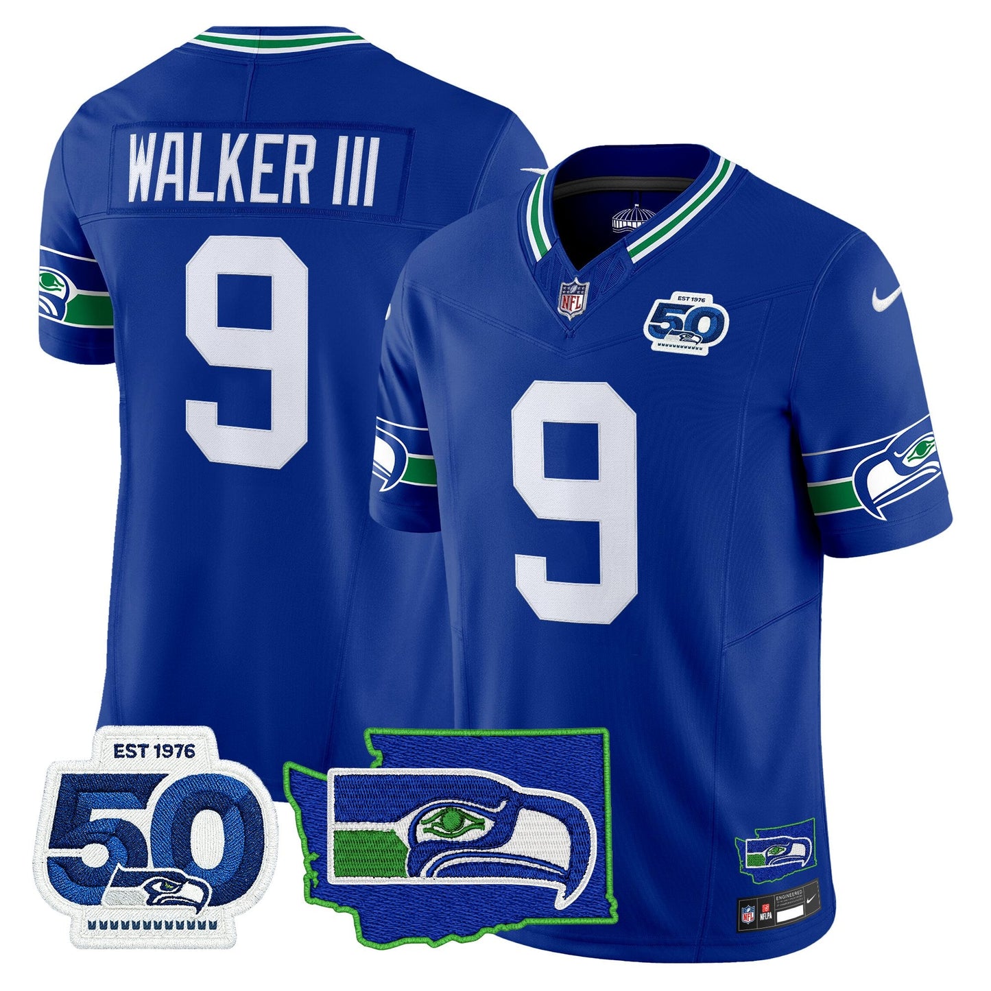 Men's Seattle Seahawks 50th Anniversary Patch Vapor Limited Jersey - All Stitched