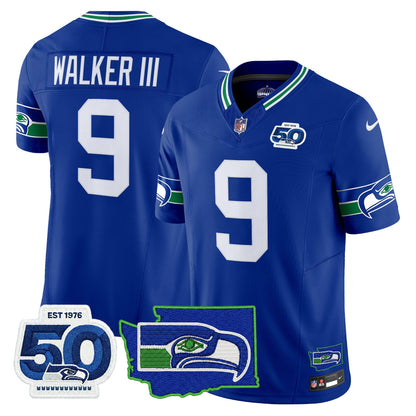 Men's Seattle Seahawks 50th Anniversary Patch Vapor Limited Jersey - All Stitched