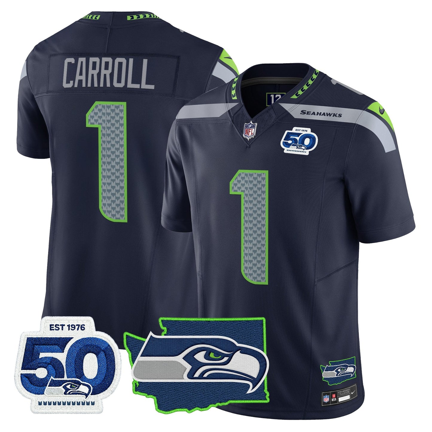 Men's Seattle Seahawks 50th Anniversary Patch Vapor Limited Jersey - All Stitched