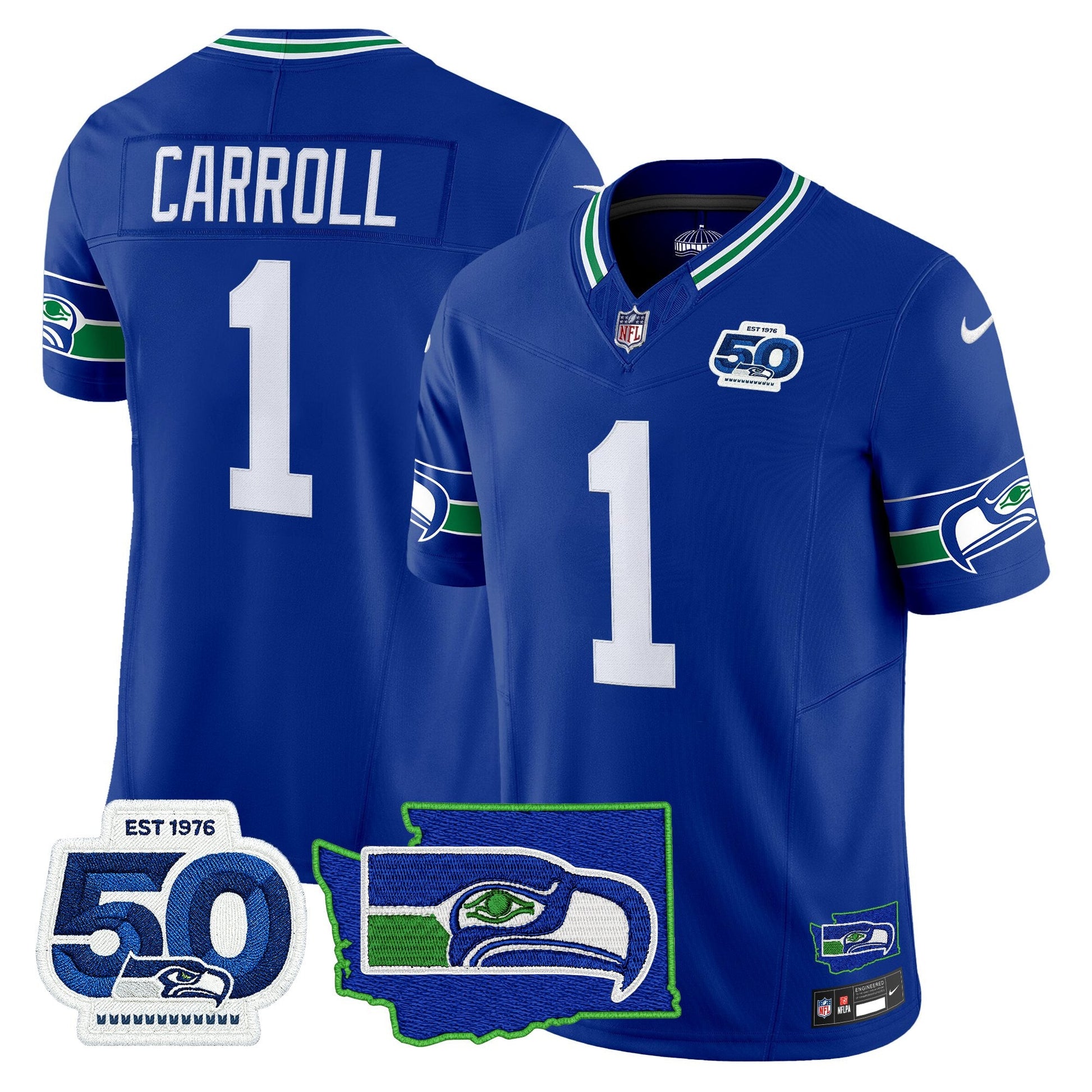 Men's Seattle Seahawks 50th Anniversary Patch Vapor Limited Jersey - All Stitched