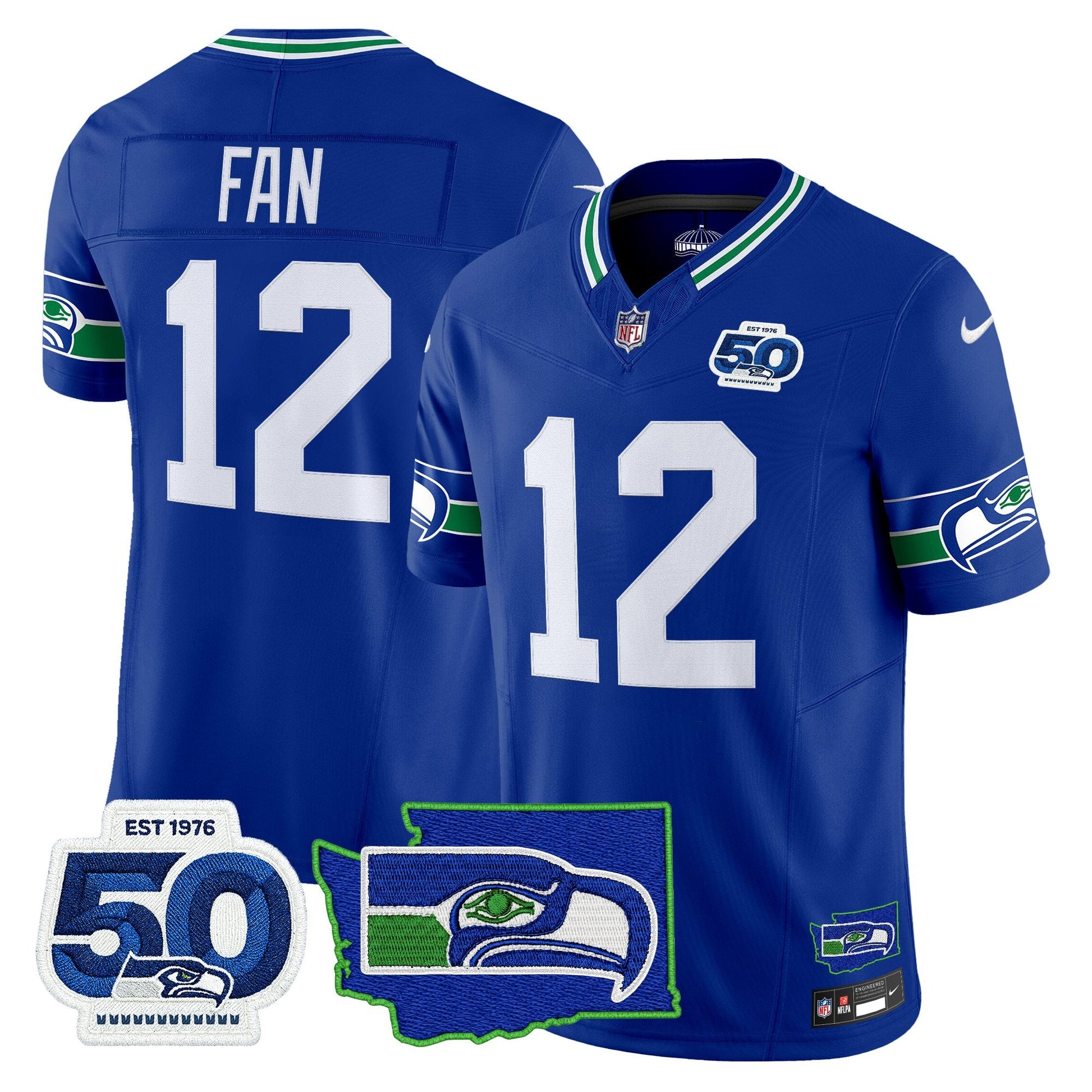 Men's Seattle Seahawks 50th Anniversary Patch Vapor Limited Jersey - All Stitched
