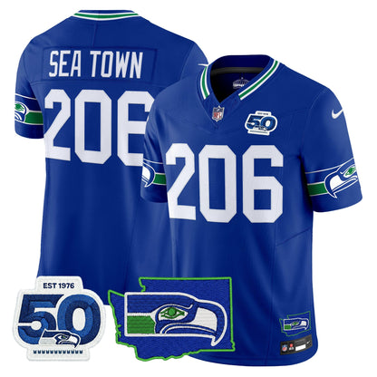 Men's Seattle Seahawks 50th Anniversary Patch Vapor Limited Jersey - All Stitched