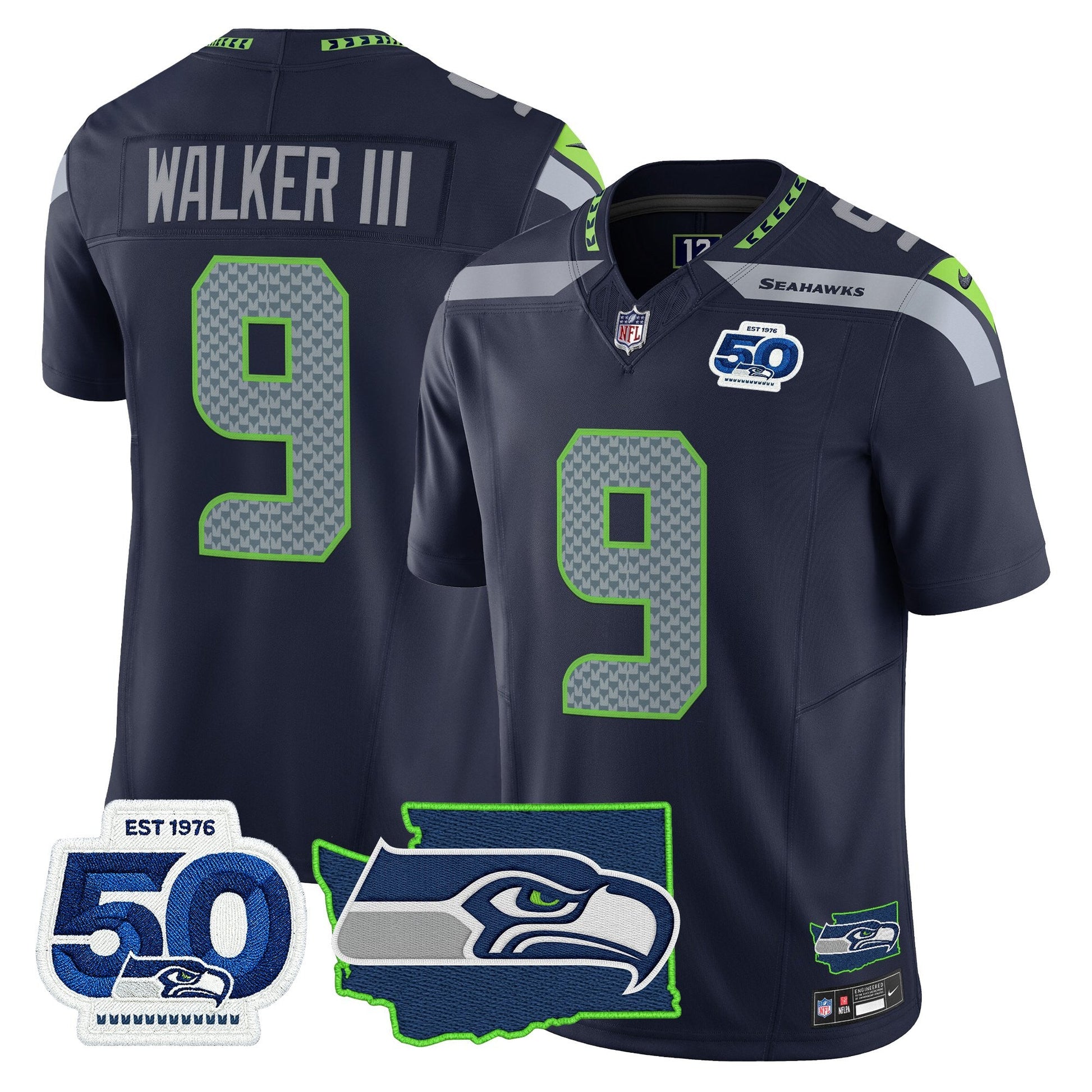 Men's Seattle Seahawks 50th Anniversary Patch Vapor Limited Jersey - All Stitched