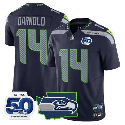 Men's Seattle Seahawks 50th Anniversary Patch Vapor Limited Jersey - All Stitched