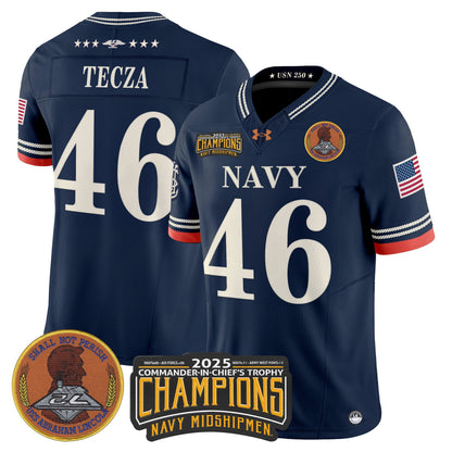 Men's Navy Midshipmen 250th Anniversary Vapor Limited Jersey - 2025 Commander-In-Chief's Trophy Champions Patch - Stitched
