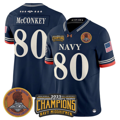 Men's Navy Midshipmen 250th Anniversary Vapor Limited Jersey - 2025 Commander-In-Chief's Trophy Champions Patch - Stitched