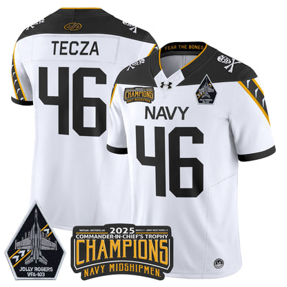 Men's Navy Midshipmen Jolly Rogers 2025 Commander-In-Chief's Trophy Champions Vapor Limited Jersey - All Stitched