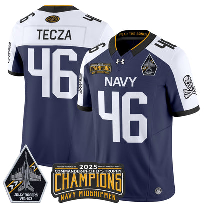 Men's Navy Midshipmen Jolly Rogers 2025 Commander-In-Chief's Trophy Champions Vapor Limited Jersey - All Stitched