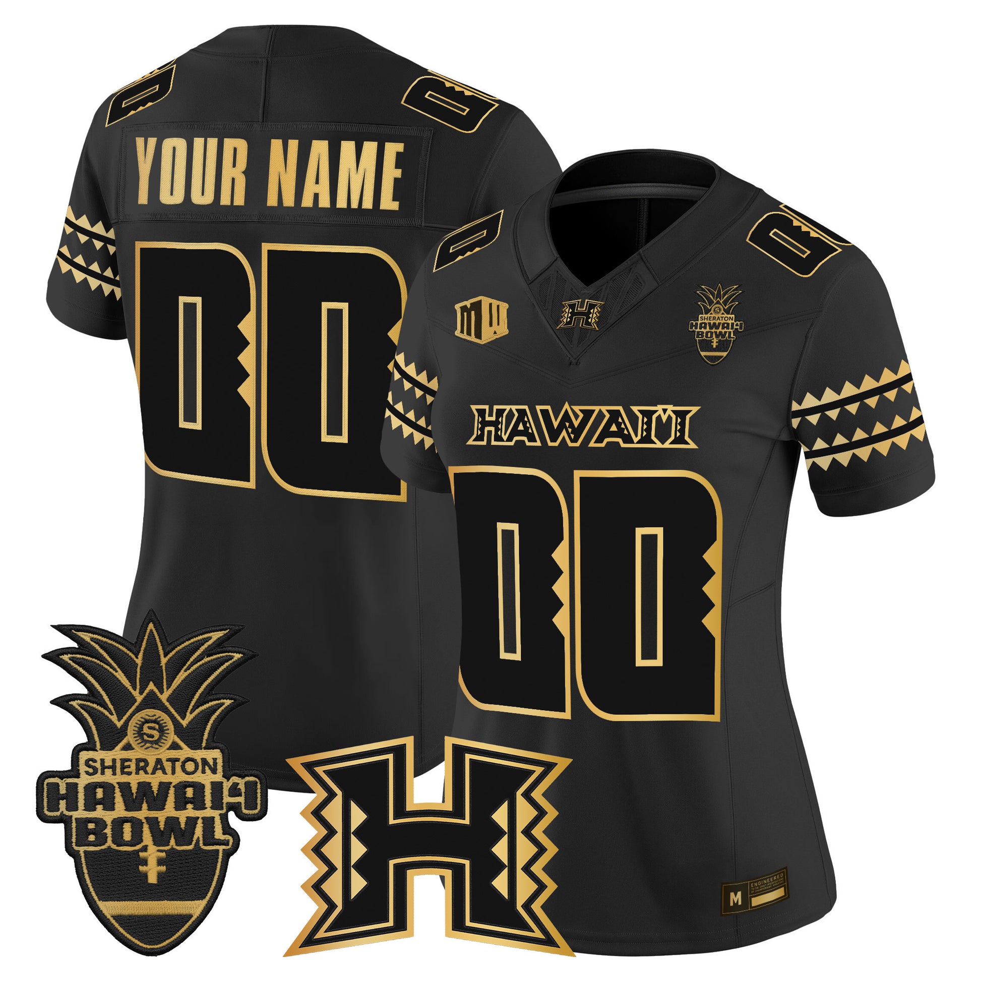 Hawai'i Rainbow Warriors 2025 Hawai'i Bowl Gold Vapor Limited Custom Jersey - All Stitched