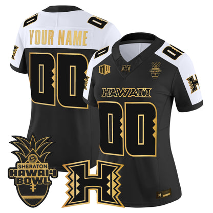 Hawai'i Rainbow Warriors 2025 Hawai'i Bowl Gold Vapor Limited Custom Jersey - All Stitched