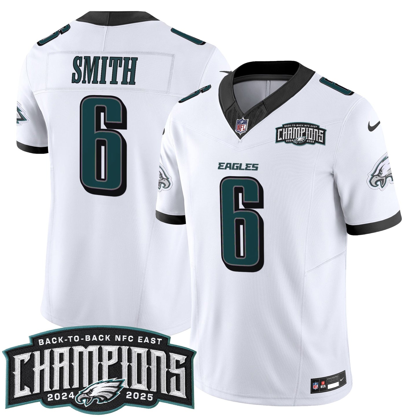 Men's Philadelphia Eagles Back-To-Back 2024-2025 NFC East Division Champions Vapor Limited Jersey - All Stitched