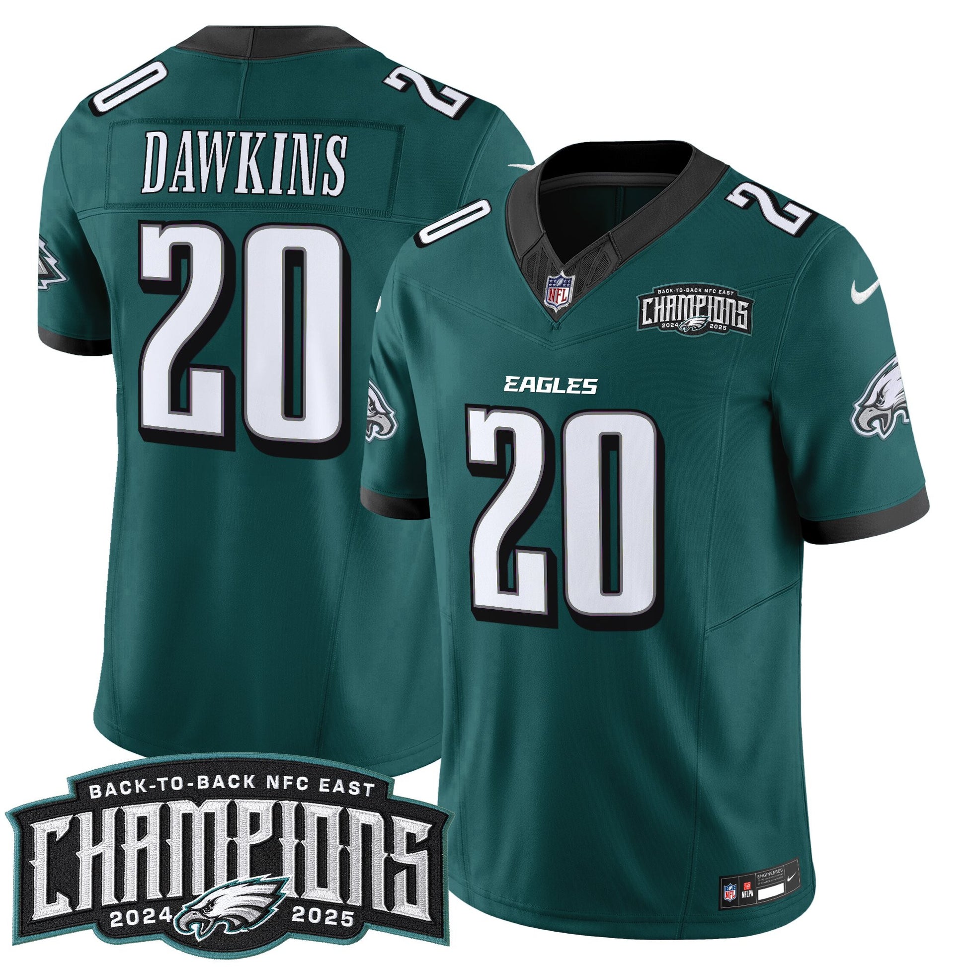 Men's Philadelphia Eagles Back-To-Back 2024-2025 NFC East Division Champions Vapor Limited Jersey - All Stitched