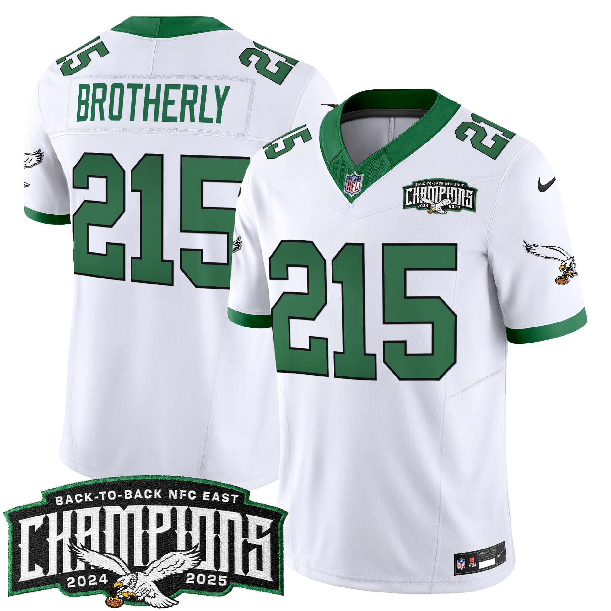Men's Philadelphia Eagles Back-To-Back 2024-2025 NFC East Division Champions Vapor Limited Jersey - All Stitched