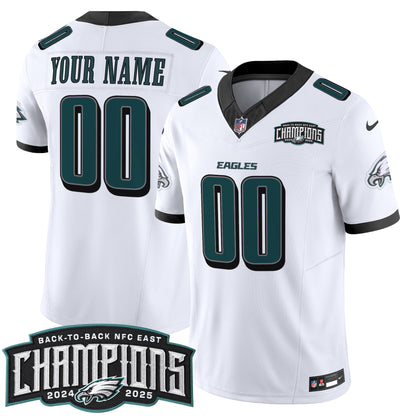 Philadelphia Eagles Back-To-Back 2024-2025 NFC East Division Champions Vapor Limited Custom Jersey - All Stitched