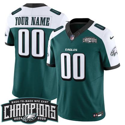 Philadelphia Eagles Back-To-Back 2024-2025 NFC East Division Champions Vapor Limited Custom Jersey - All Stitched