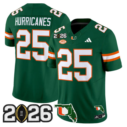  Miami Hurricanes 2026 CFP Final & Florida Patch Vapor Limited Jersey - All Stitched