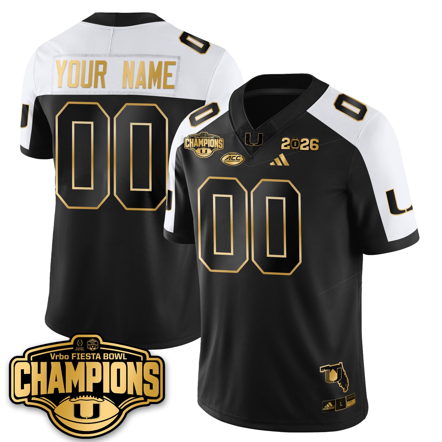 MIA Football Vapor Limited Gold Jersey - Fiesta Bowl Champions - All Stitched