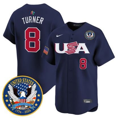 Men's Team USA World Baseball Classic United States 250th Anniversary Patch Vapor Premier Jersey - 2026 Roster - All Stitched