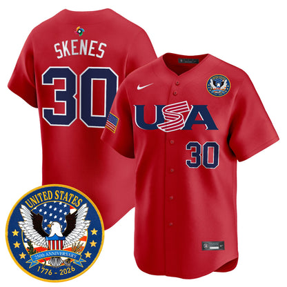 Men's Team USA World Baseball Classic United States 250th Anniversary Patch Vapor Premier Jersey - 2026 Roster - All Stitched