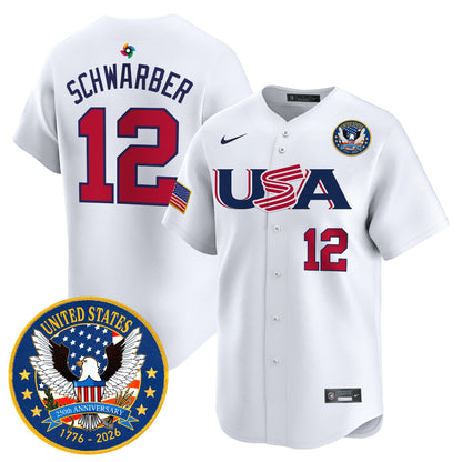 Men's Team USA World Baseball Classic United States 250th Anniversary Patch Vapor Premier Jersey - 2026 Roster - All Stitched