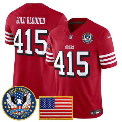 Men's San Francisco 49ers "United States 250th Anniversary Patch" Vapor Limited Jersey - All Stitched
