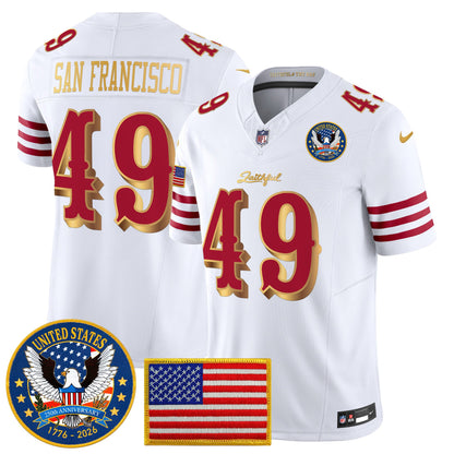 Men's San Francisco 49ers "United States 250th Anniversary Patch" Vapor Limited Jersey - All Stitched