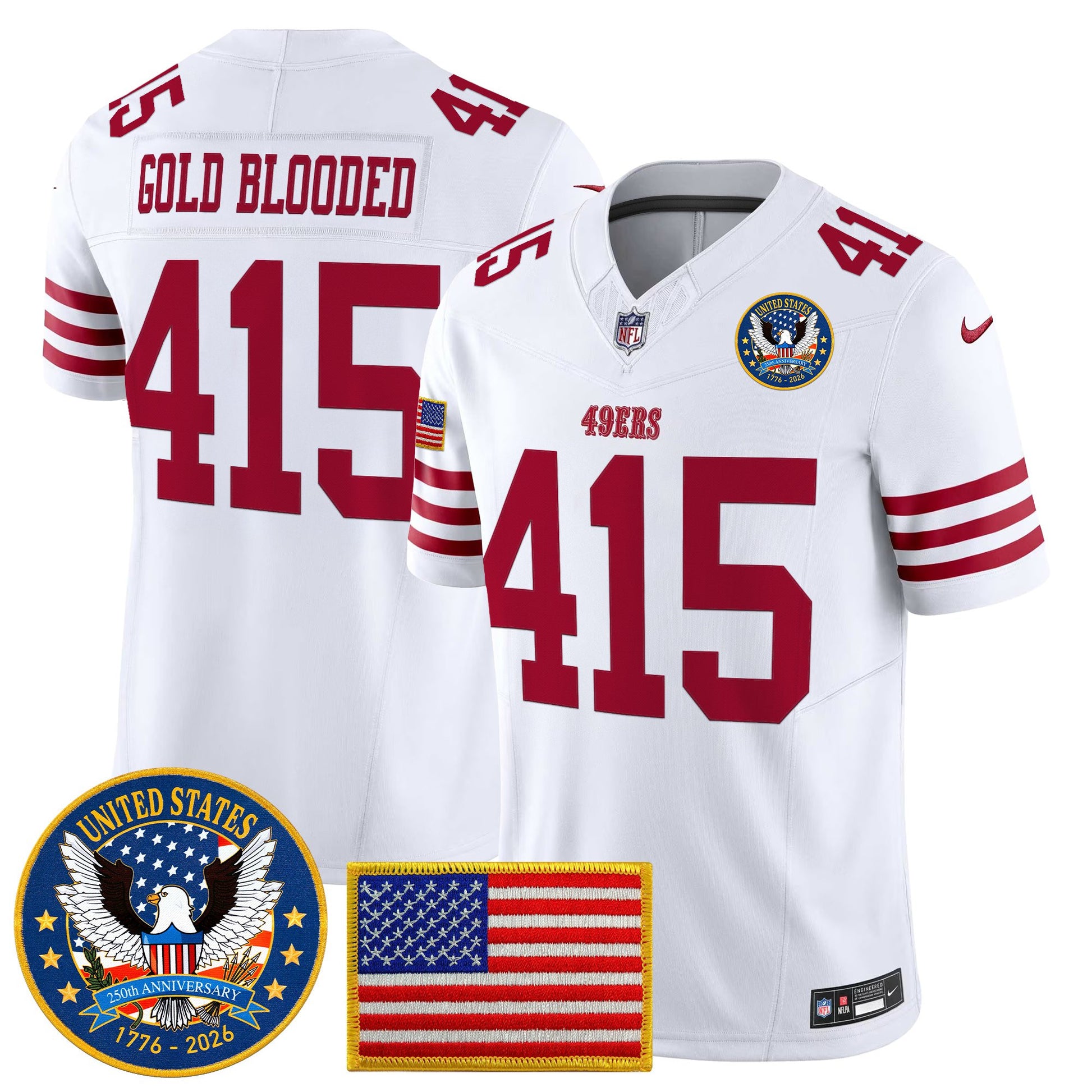 Men's San Francisco 49ers "United States 250th Anniversary Patch" Vapor Limited Jersey - All Stitched