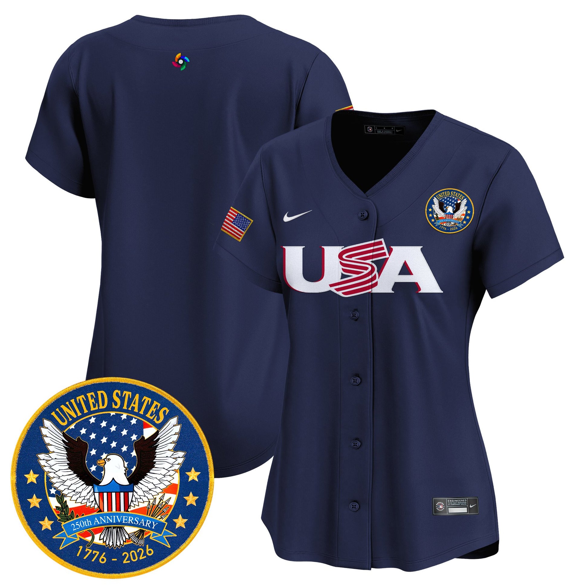 Women's Team USA World Baseball Classic United States 250th Anniversary Patch Vapor Premier Jersey - 2026 Roster - All Stitched