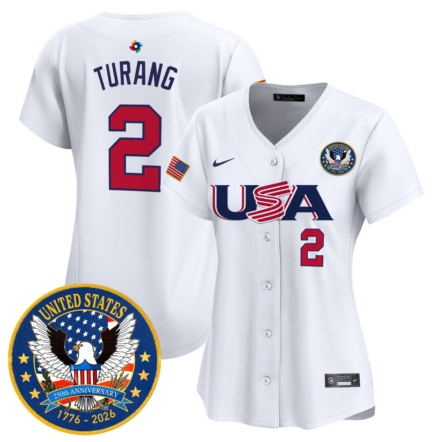 Women's Team USA World Baseball Classic United States 250th Anniversary Patch Vapor Premier Jersey - 2026 Roster - All Stitched