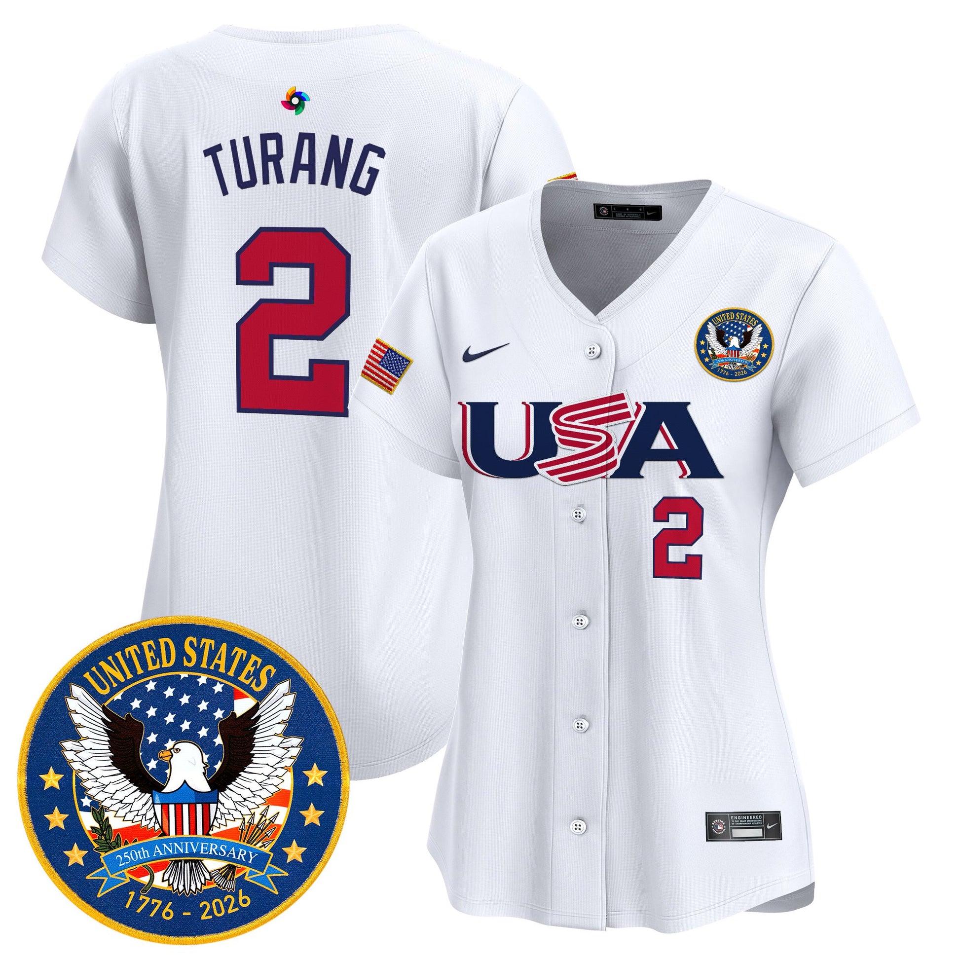 Women's Team USA World Baseball Classic United States 250th Anniversary Patch Vapor Premier Jersey - 2026 Roster - All Stitched