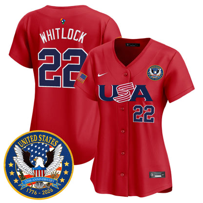 Women's Team USA World Baseball Classic United States 250th Anniversary Patch Vapor Premier Jersey - 2026 Roster - All Stitched