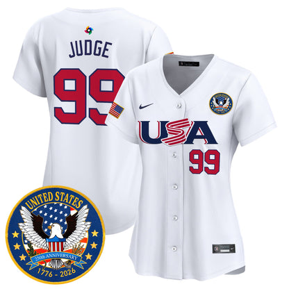 Women's Team USA World Baseball Classic United States 250th Anniversary Patch Vapor Premier Jersey - 2026 Roster - All Stitched