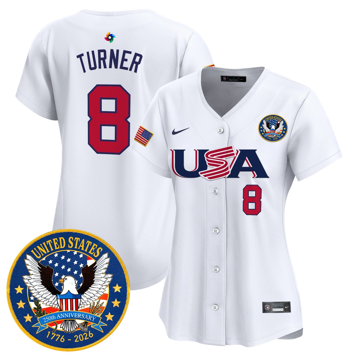 Women's Team USA World Baseball Classic United States 250th Anniversary Patch Vapor Premier Jersey - 2026 Roster - All Stitched