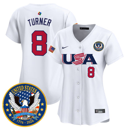 Women's Team USA World Baseball Classic United States 250th Anniversary Patch Vapor Premier Jersey - 2026 Roster - All Stitched
