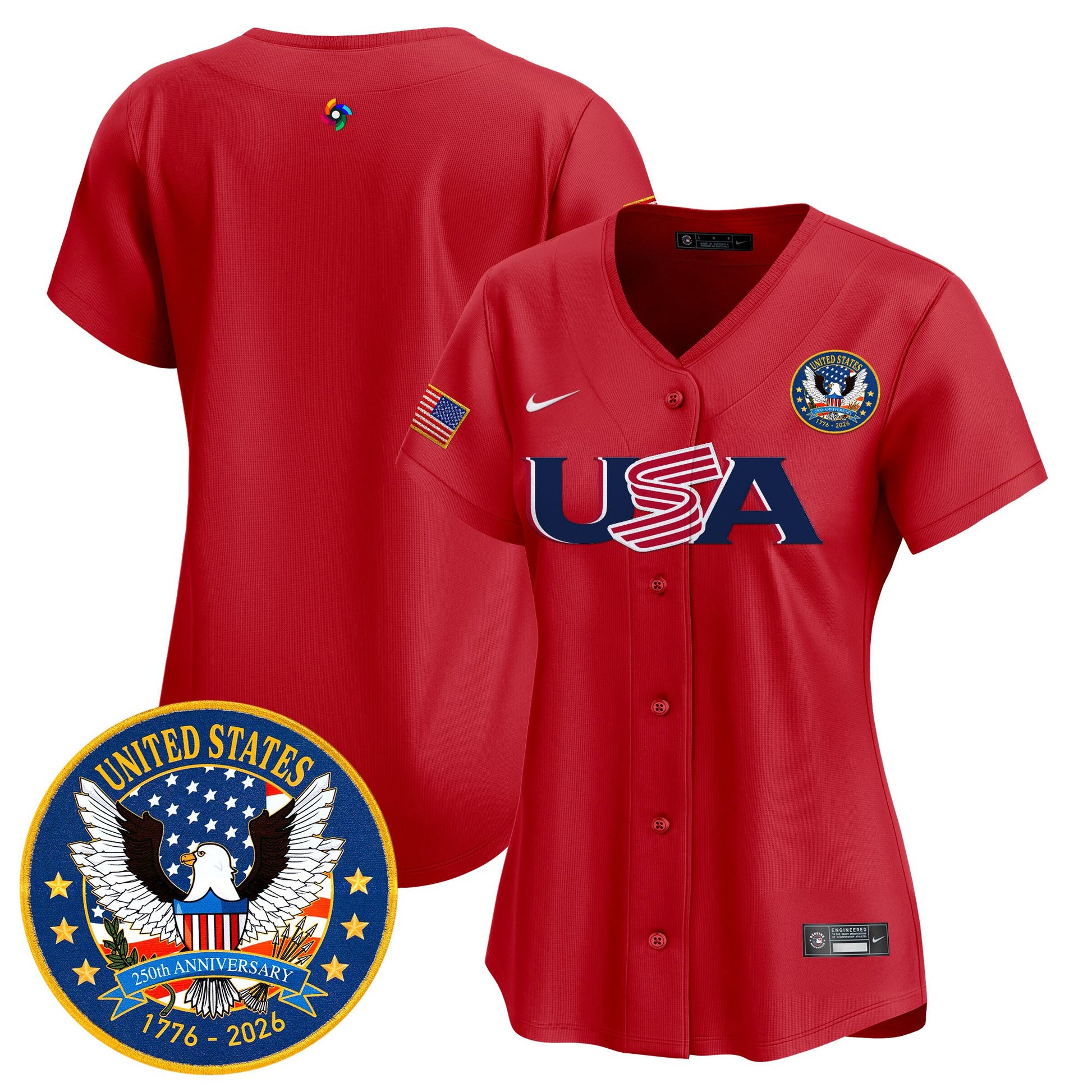Women's Team USA World Baseball Classic United States 250th Anniversary Patch Vapor Premier Jersey - 2026 Roster - All Stitched