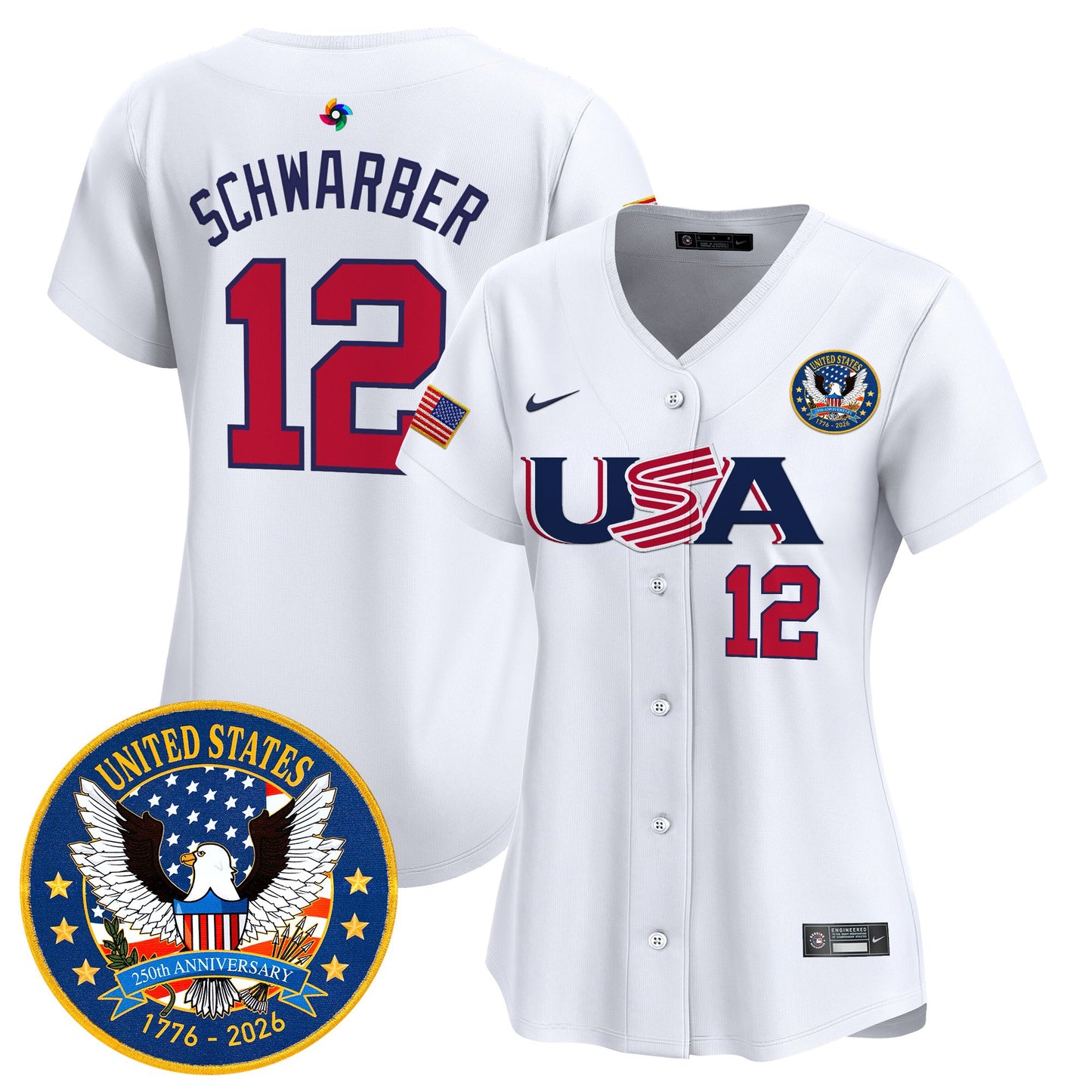 Women's Team USA World Baseball Classic United States 250th Anniversary Patch Vapor Premier Jersey - 2026 Roster - All Stitched