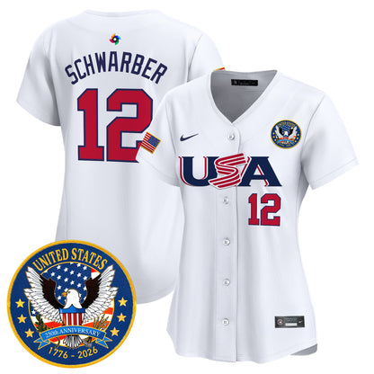 Women's Team USA World Baseball Classic United States 250th Anniversary Patch Vapor Premier Jersey - 2026 Roster - All Stitched