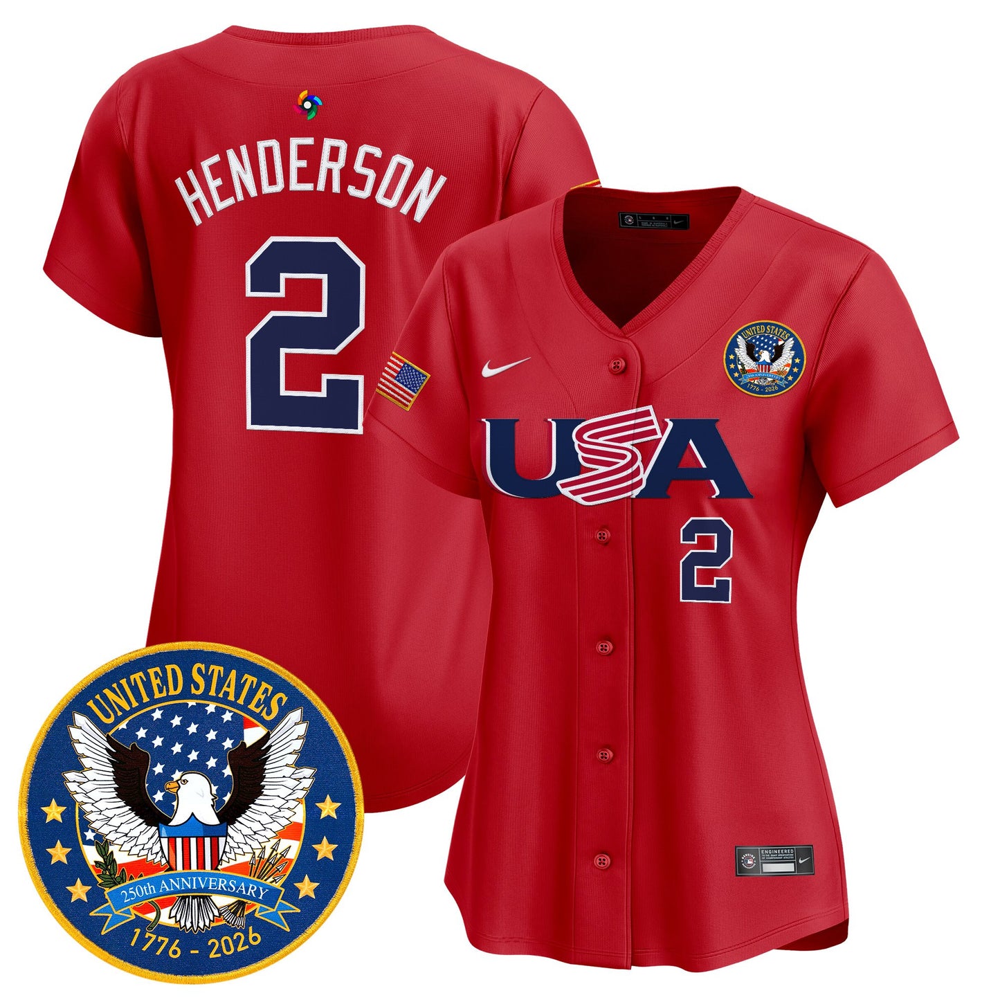 Women's Team USA World Baseball Classic United States 250th Anniversary Patch Vapor Premier Jersey - 2026 Roster - All Stitched