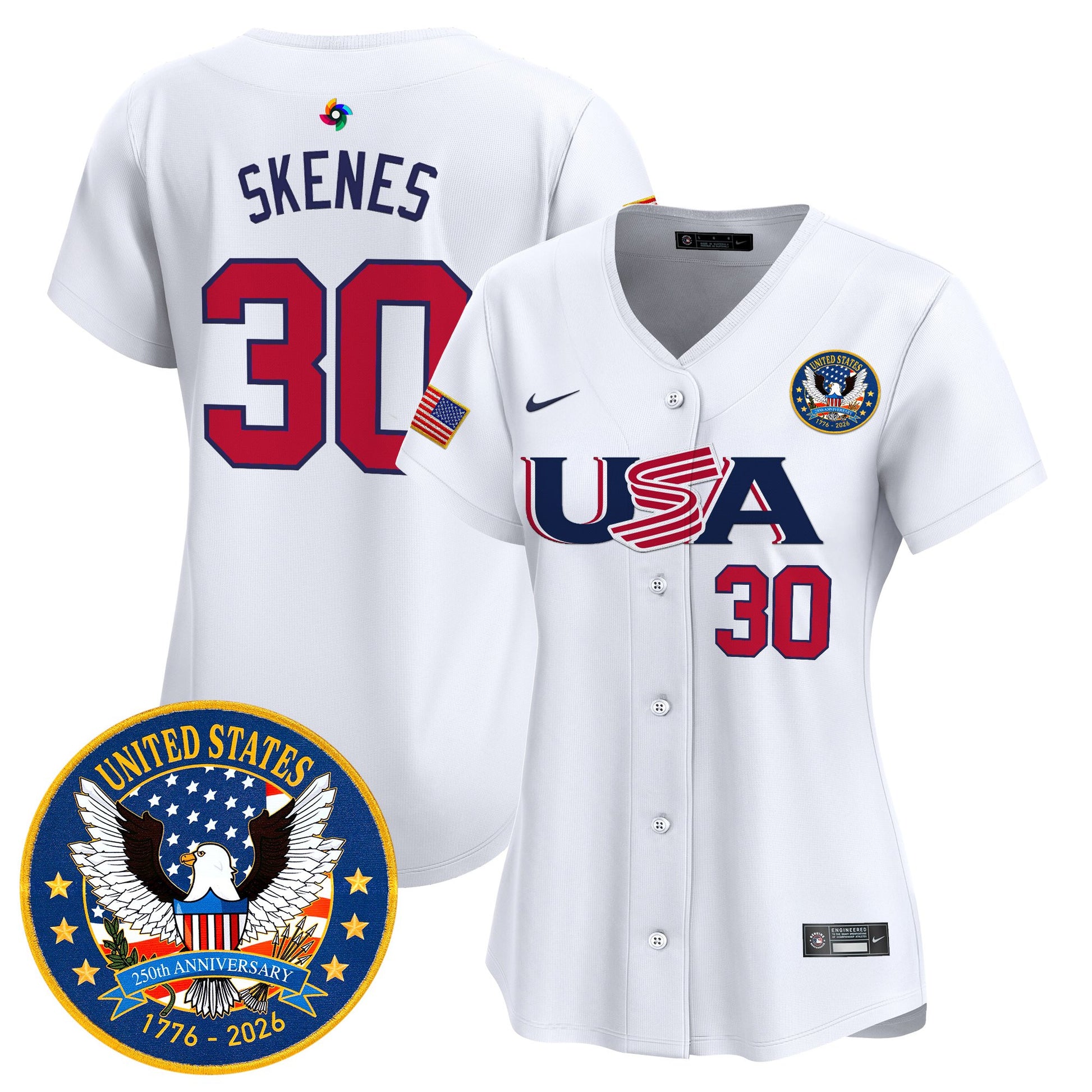Women's Team USA World Baseball Classic United States 250th Anniversary Patch Vapor Premier Jersey - 2026 Roster - All Stitched
