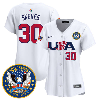 Women's Team USA World Baseball Classic United States 250th Anniversary Patch Vapor Premier Jersey - 2026 Roster - All Stitched