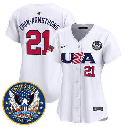 Women's Team USA World Baseball Classic United States 250th Anniversary Patch Vapor Premier Jersey - 2026 Roster - All Stitched