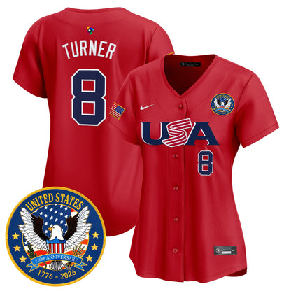 Women's Team USA World Baseball Classic United States 250th Anniversary Patch Vapor Premier Jersey - 2026 Roster - All Stitched