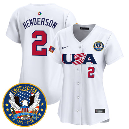Women's Team USA World Baseball Classic United States 250th Anniversary Patch Vapor Premier Jersey - 2026 Roster - All Stitched