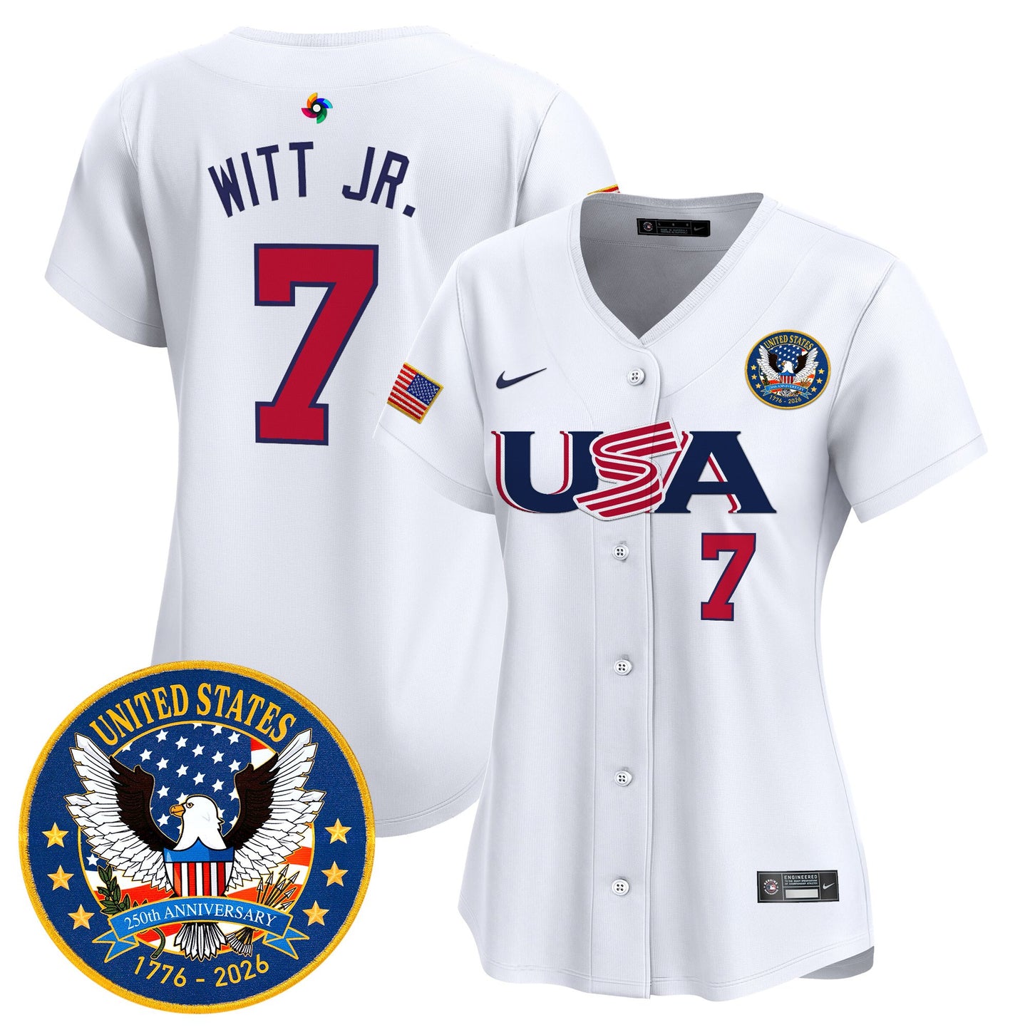 Women's Team USA World Baseball Classic United States 250th Anniversary Patch Vapor Premier Jersey - 2026 Roster - All Stitched