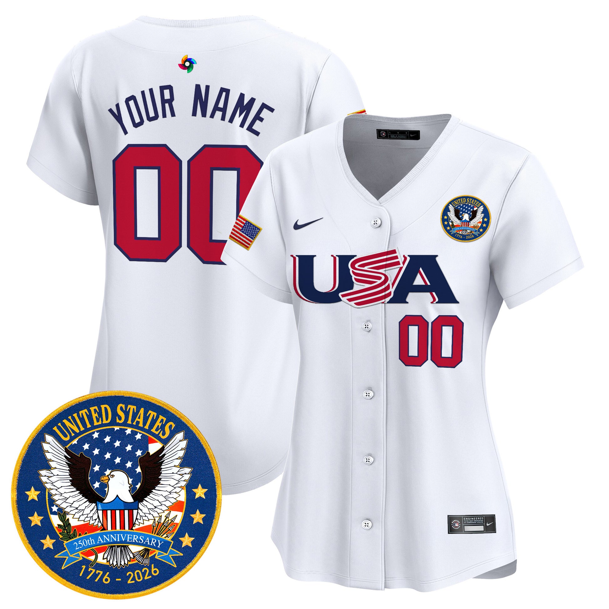 Team USA World Baseball Classic United States 250th Anniversary Patch Vapor Premier Custom Jersey - 2026 Roster - All Stitched