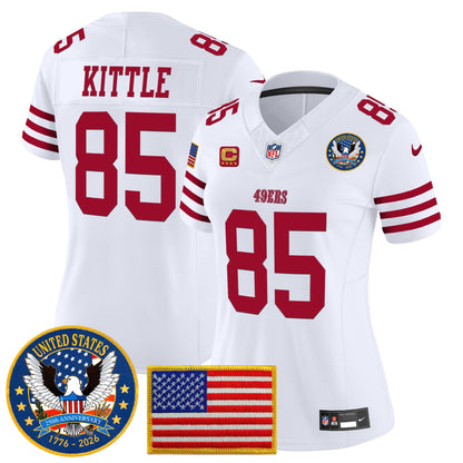Women's San Francisco 49ers "United States 250th Anniversary Patch" Vapor Limited Jersey - All Stitched